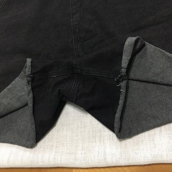 Women’s 90s Y2K Denim Overall Shorts XL Black Shortfall Romper Grunge Whimsygoth - Picture 9 of 16